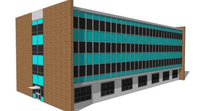 复古的办公大楼建筑SU模型下载_sketchup草图大师SKP模型