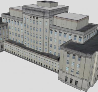 西北办公大楼建筑SU模型下载_sketchup草图大师SKP模型