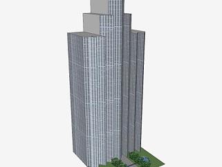 现代化城市大型办公楼SU模型下载_sketchup草图大师SKP模型