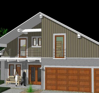 简约平房建筑SU模型下载_sketchup草图大师SKP模型