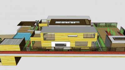 白橡木别墅建筑SU模型下载_sketchup草图大师SKP模型