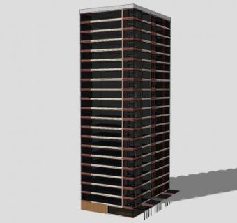 21层写字楼建筑SU模型下载_sketchup草图大师SKP模型