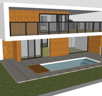 现代住宅花园建筑SU模型下载_sketchup草图大师SKP模型