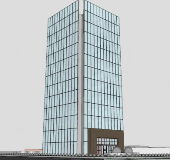 市中心商业大楼建筑SU模型下载_sketchup草图大师SKP模型