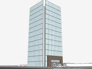 市中心商业大楼建筑SU模型下载_sketchup草图大师SKP模型