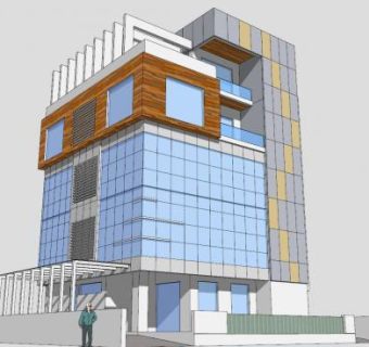 玻璃结构的办公楼建筑SU模型下载_sketchup草图大师SKP模型