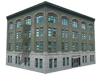 旧城办公大楼SU模型下载_sketchup草图大师SKP模型