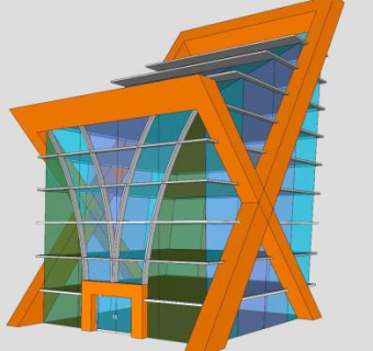 现代办公楼设计建筑SU模型下载_sketchup草图大师SKP模型