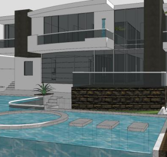 现代海滨别墅住宅SU模型下载_sketchup草图大师SKP模型