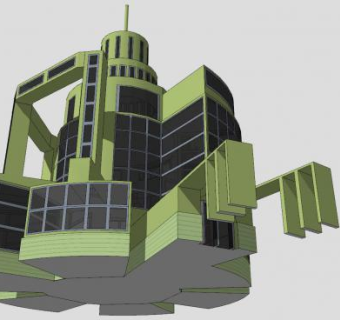 现代住宅办公楼SU模型下载_sketchup草图大师SKP模型