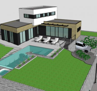 现代建筑当代别墅SU模型下载_sketchup草图大师SKP模型