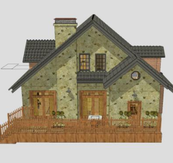 传统欧式房子建筑SU模型下载_sketchup草图大师SKP模型