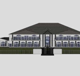 古典风格豪宅建筑SU模型下载_sketchup草图大师SKP模型