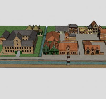 荷兰小乡镇建筑SU模型下载_sketchup草图大师SKP模型