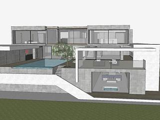 现代房子三层建筑SU模型下载_sketchup草图大师SKP模型