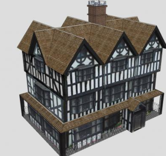 老房子欧式建筑SU模型下载_sketchup草图大师SKP模型