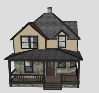 新月花园两层住宅SU模型下载_sketchup草图大师SKP模型