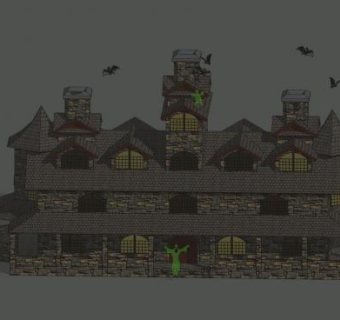 鬼屋房子建筑SU模型下载_sketchup草图大师SKP模型