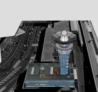 奥利控制塔建筑SU模型下载_sketchup草图大师SKP模型