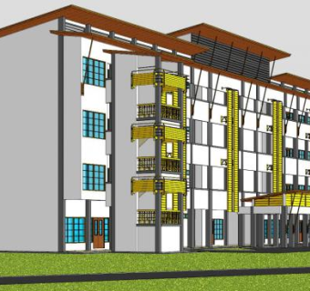现代高层建筑住宅SU模型下载_sketchup草图大师SKP模型