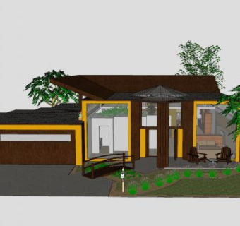 现代住宅平房SU模型下载_sketchup草图大师SKP模型