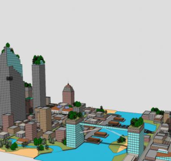 布法罗城城市建筑SU模型下载_sketchup草图大师SKP模型