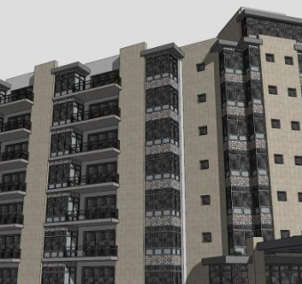 精美的公寓建筑SU模型_su模型下载 草图大师模型_SKP模型