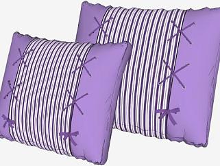 紫色条纹绑带抱枕SU模型下载_sketchup草图大师SKP模型