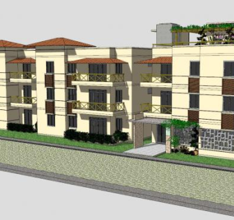 多户住宅建筑房子SU模型下载_sketchup草图大师SKP模型