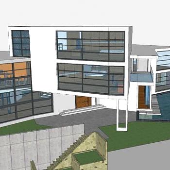 现代花园房子建筑SU模型下载_sketchup草图大师SKP模型