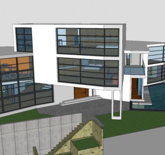 现代花园房子建筑SU模型下载_sketchup草图大师SKP模型