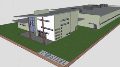 现代仓库及展厅建筑SU模型下载_sketchup草图大师SKP模型