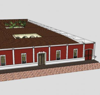 殖民风格豪宅建筑SU模型下载_sketchup草图大师SKP模型