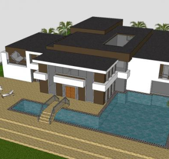 纳瓦隆棕榈别墅建筑SU模型下载_sketchup草图大师SKP模型