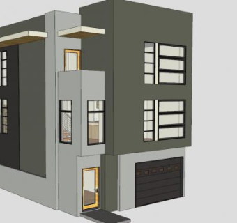 现代多层房子建筑SU模型下载_sketchup草图大师SKP模型