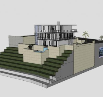 现代别墅高层住宅SU模型下载_sketchup草图大师SKP模型