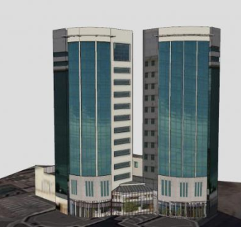 双子塔建筑SU模型下载_sketchup草图大师SKP模型