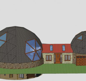 现代球型屋顶建筑SU模型下载_sketchup草图大师SKP模型