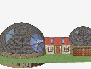 现代<em>球型</em>屋顶建筑SU模型下载_sketchup草图大师SKP模型