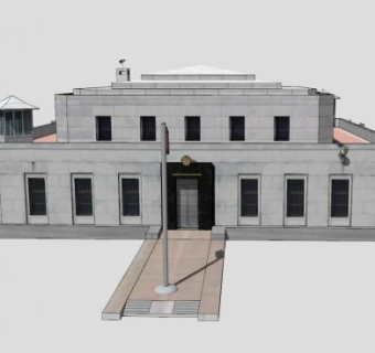 美国金银储存库建筑SU模型下载_sketchup草图大师SKP模型