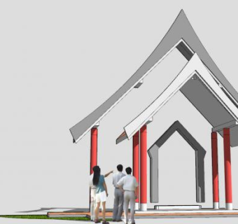 泰式房子建筑SU模型下载_sketchup草图大师SKP模型