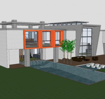 现代房子小洋楼建筑SU模型下载_sketchup草图大师SKP模型