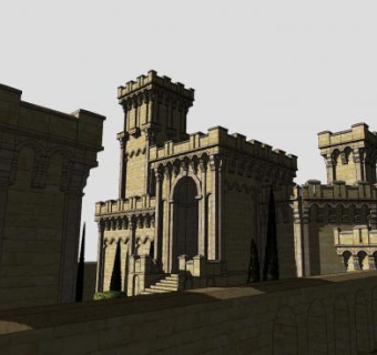 轮廓鲜明城堡建筑SU模型下载_sketchup草图大师SKP模型