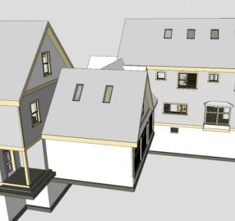 现代白色房子建筑SU模型下载_sketchup草图大师SKP模型