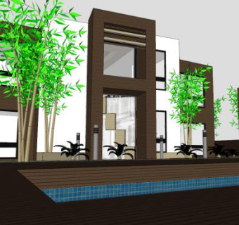 现代房子建筑木屋SU模型下载_sketchup草图大师SKP模型