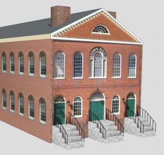 老塞勒姆市政厅办公楼SU模型下载_sketchup草图大师SKP模型