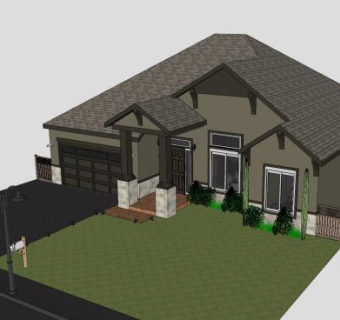 单层住宅户外建筑SU模型下载_sketchup草图大师SKP模型