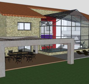 现代露台别墅建筑SU模型下载_sketchup草图大师SKP模型