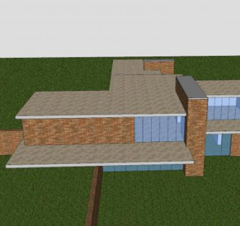 密斯凡德罗乡村砖房建筑SU模型下载_sketchup草图大师SKP模型