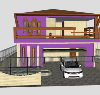现代建筑阳台房子SU模型下载_sketchup草图大师SKP模型